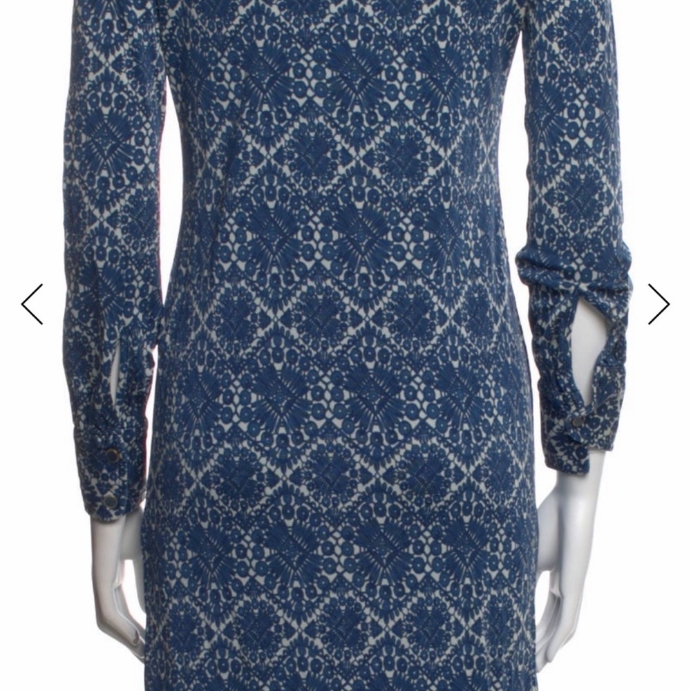 Elegant Blue Patterned Dress